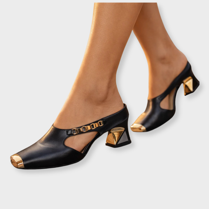 Andrea | Gilded Block Heels