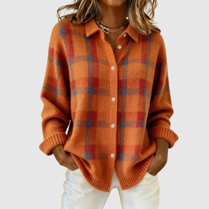 Valeria | Casual Contrast Retro Plaid Sweater