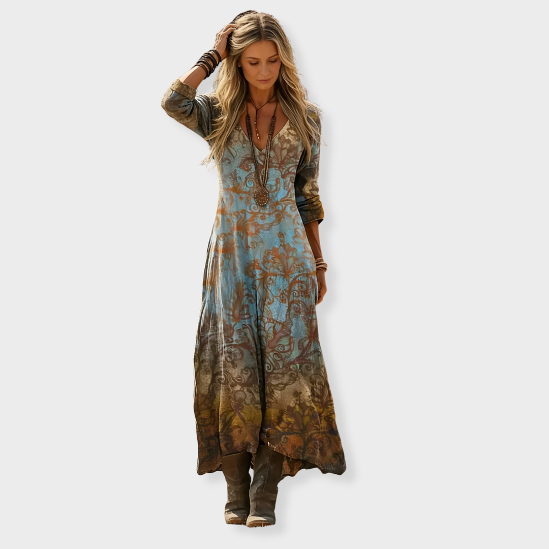 Skylar | Vintage Bohemian Midi Dress