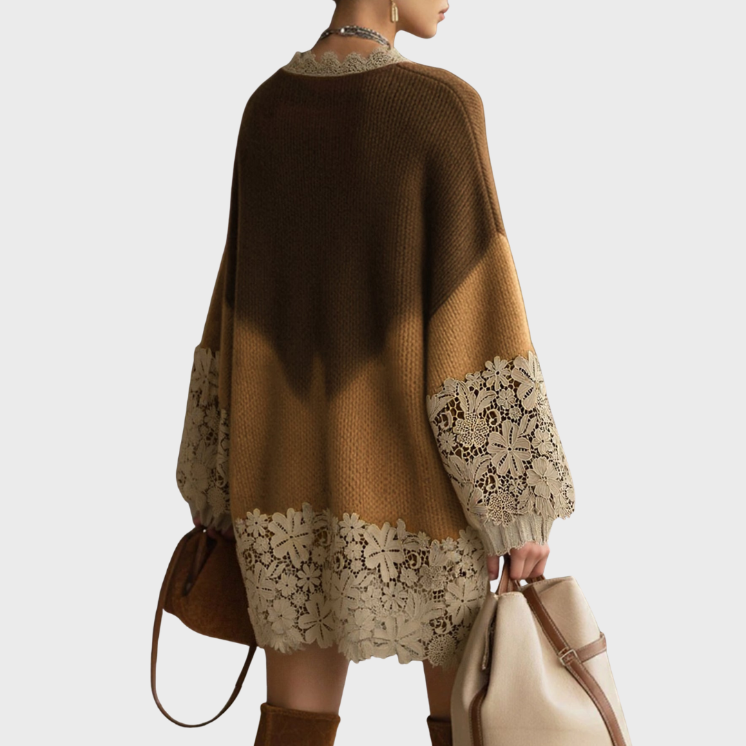 Brown Ombre Oversized Knit Mini Dress