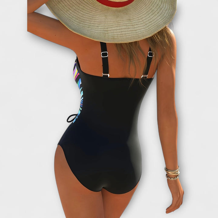 Fashionable high-elastic swimsuit with crossed front detail