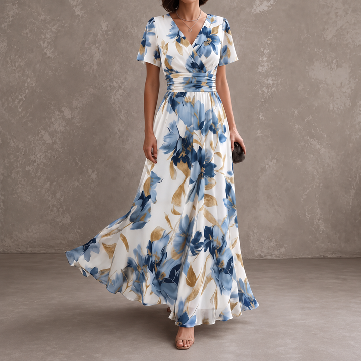 Denise | Floral Wrap Waist Midi Dress