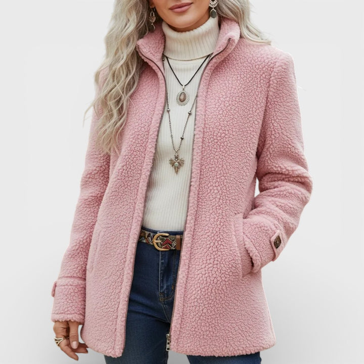 Carissa - Full-Zip Lambswool-Feel Stand Collar Jacket