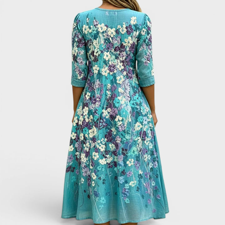 Evelyne | Vintage Floral Midi Dress