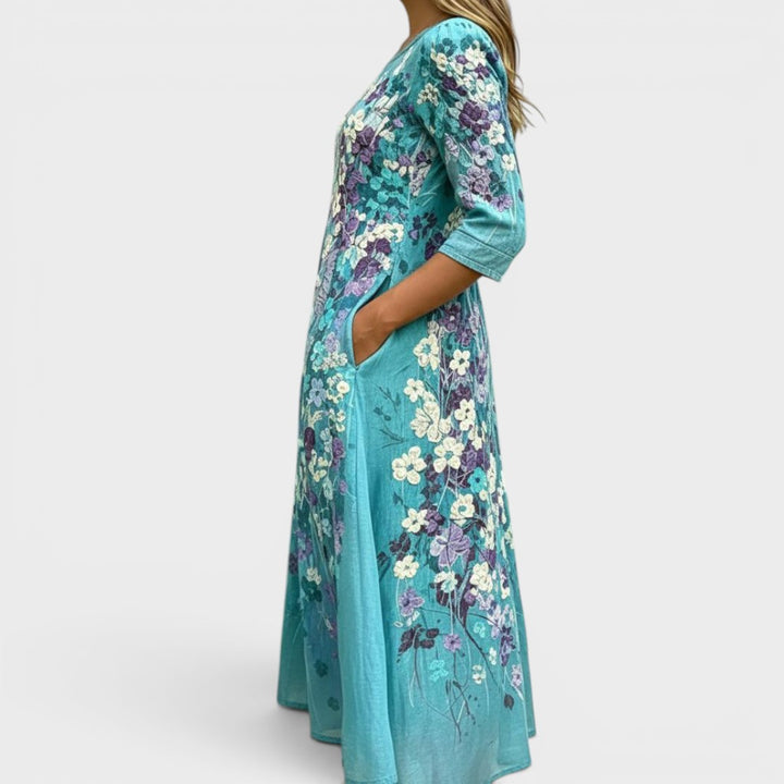 Evelyne | Vintage Floral Midi Dress