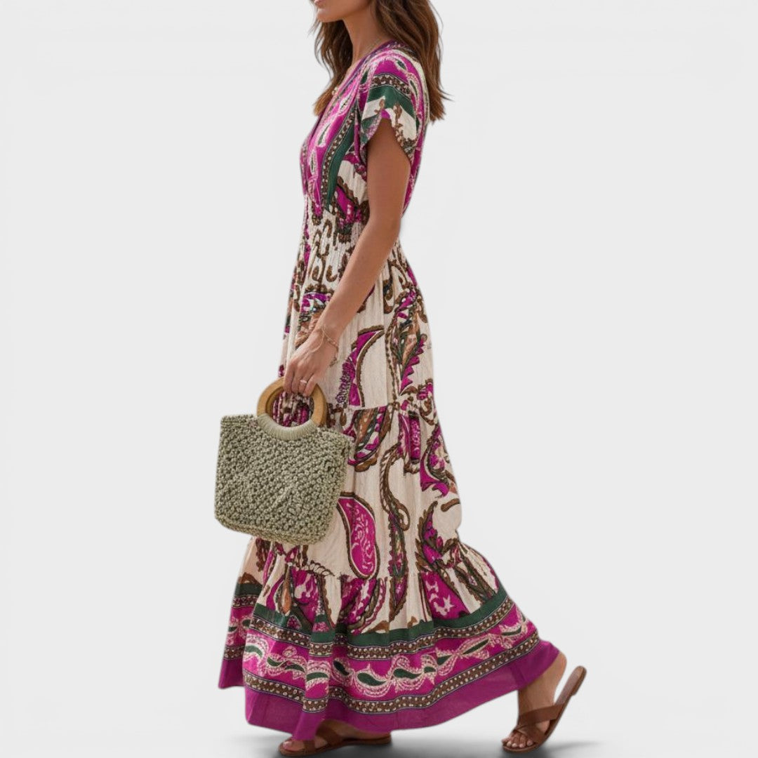 Valencia | Bohemian Paisley Maxi Dress