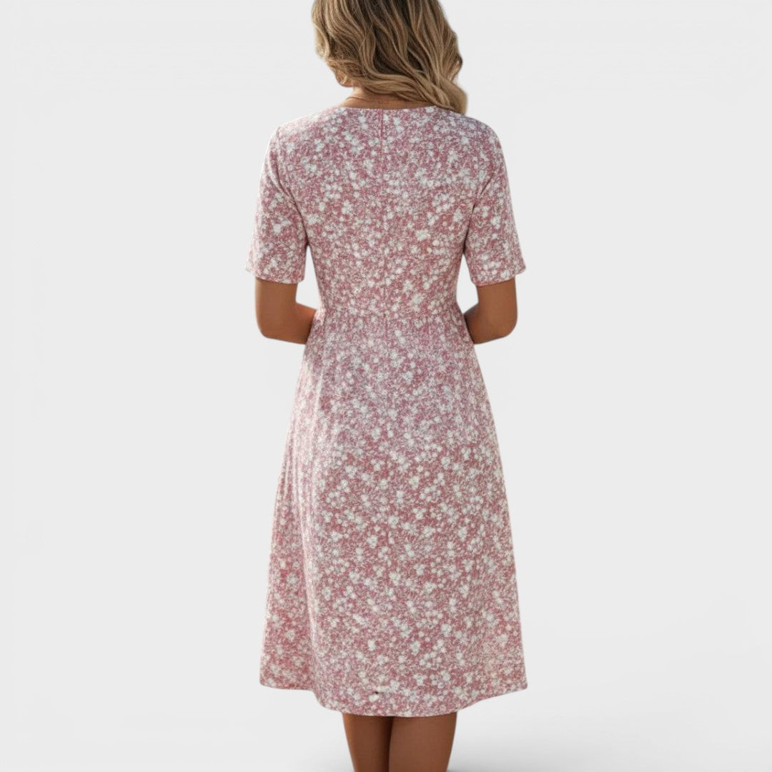 Emmeline | Soft Floral Button Front Midi Dress