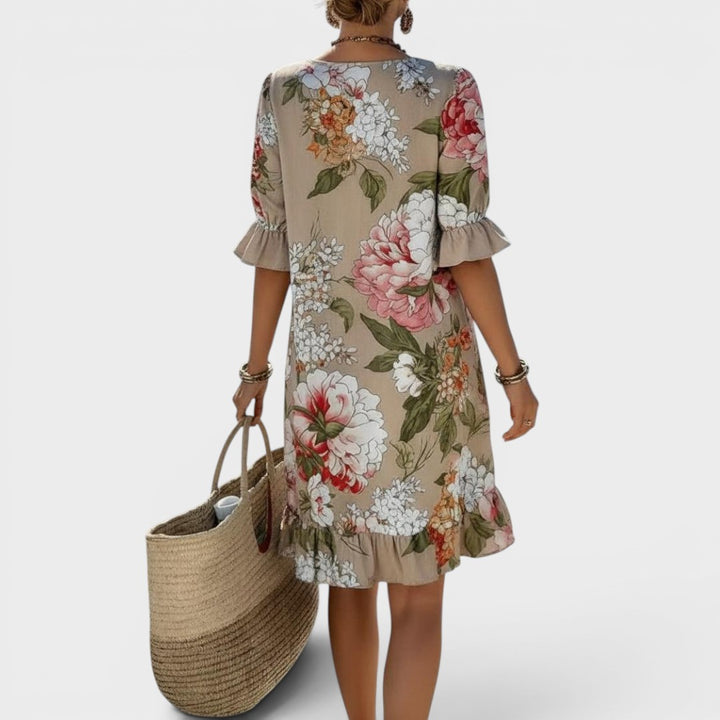 Camille | Floral Ruffle Sleeve Shift Dress