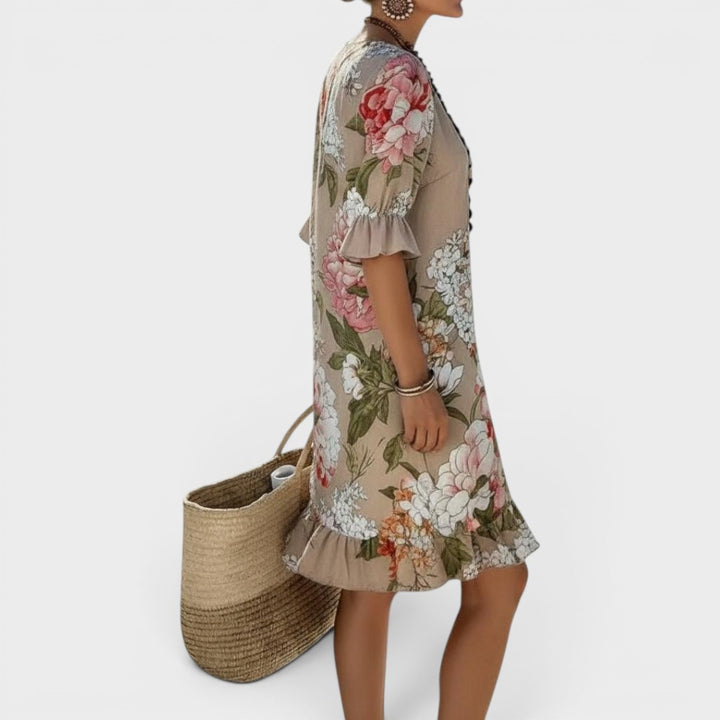 Camille | Floral Ruffle Sleeve Shift Dress