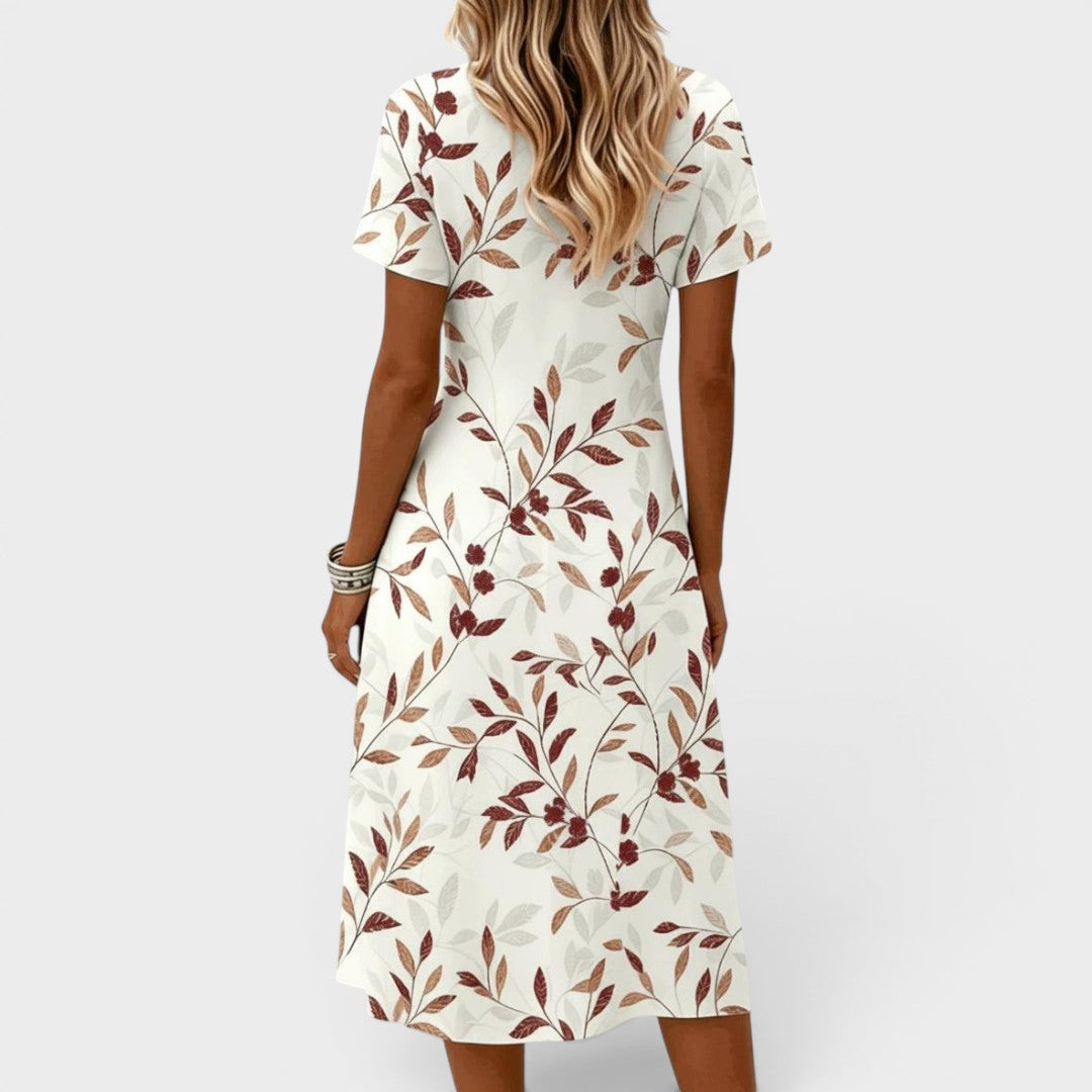 Autumn | Botanical Print Midi Dress