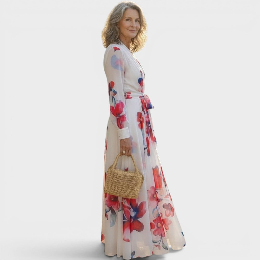 Elodie | Floral Wrap Waist Maxi Dress