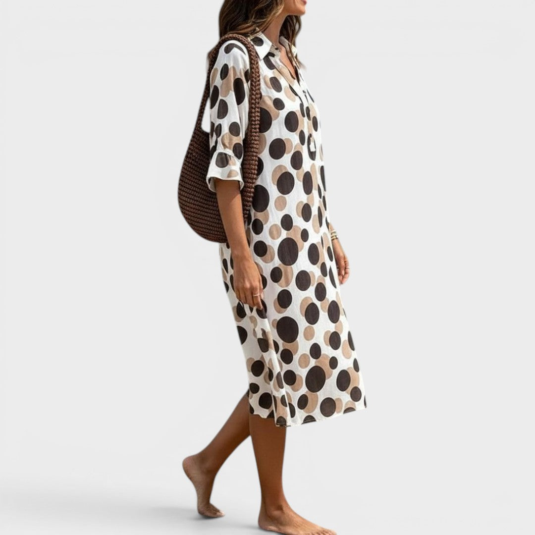 Monroe | Coastal Polka Dot Midi Dress