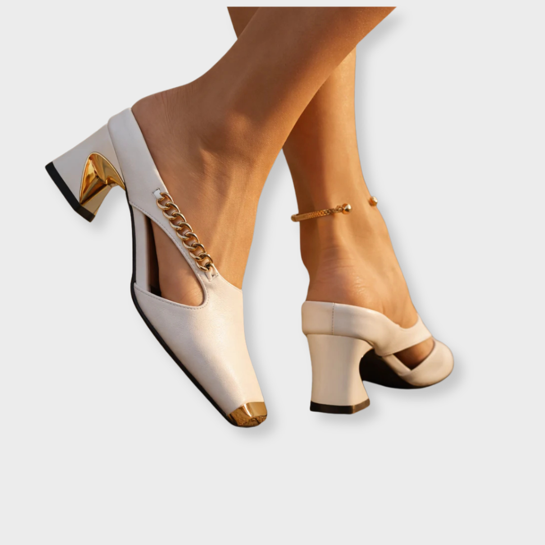 Andrea | Gilded Block Heels