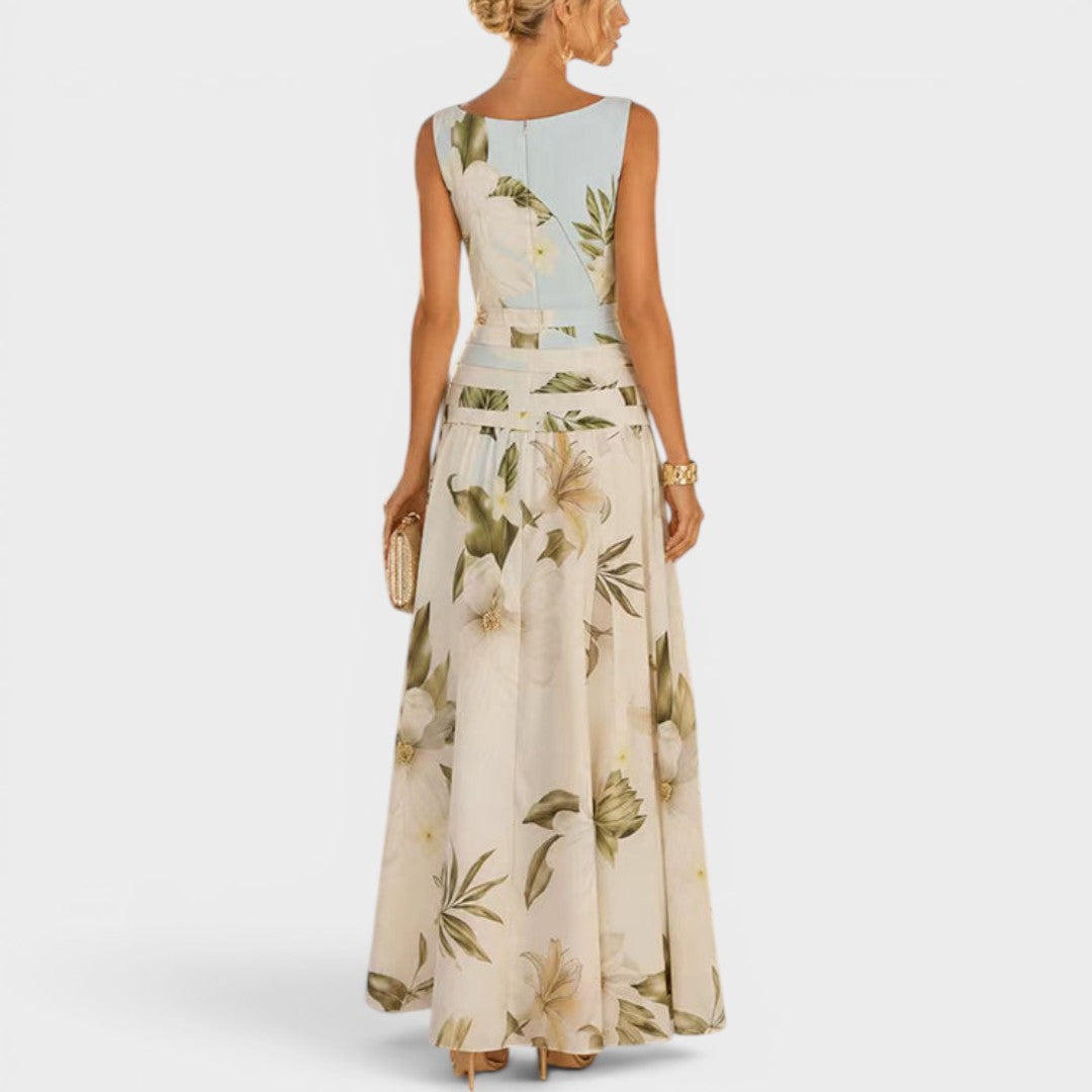 Sarah | Botanical Sleeveless Maxi Dress