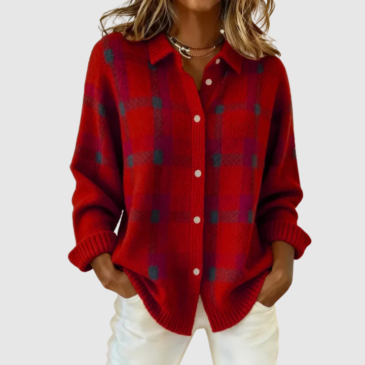 Valeria | Casual Contrast Retro Plaid Sweater