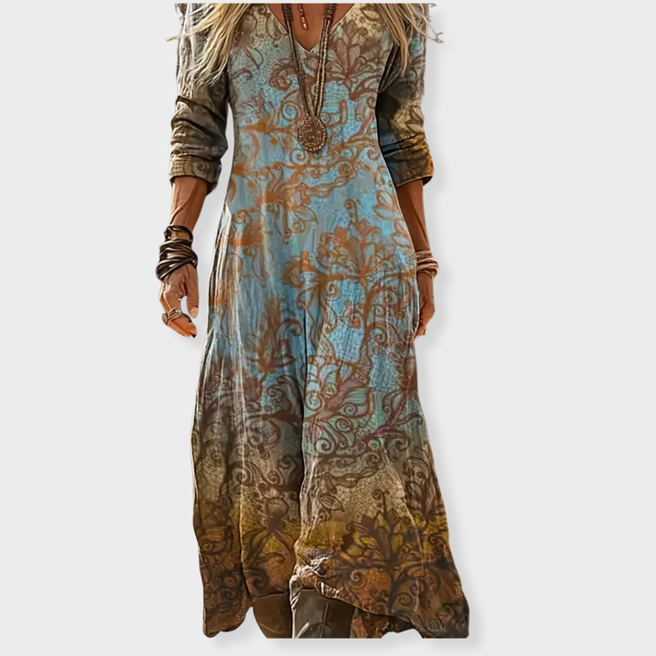 Skylar | Vintage Bohemian Midi Dress