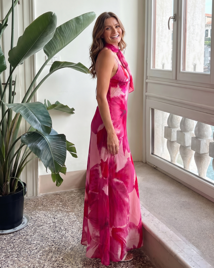 Najem | Watercolor Print Sleeveless Deep V Maxi Dress