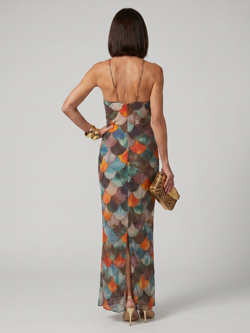 Seraphina | Artistic Print Halter Maxi Dress