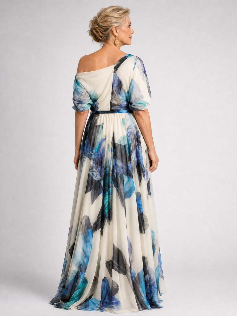 Seraphina | One-Shoulder Watercolor Floral Maxi Dress