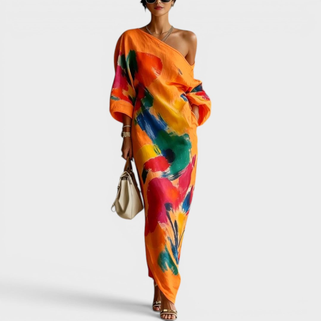 Aria | Artistic One-Shoulder Maxi Dress