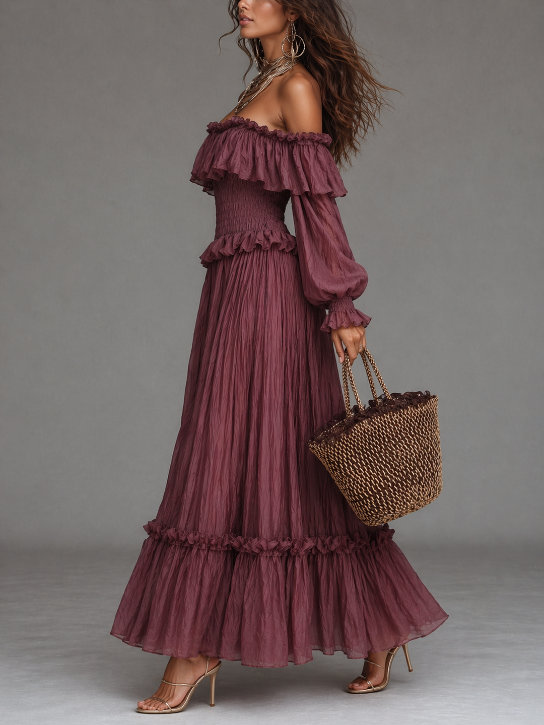 Celeste | Bohemian Off-Shoulder Maxi Dress