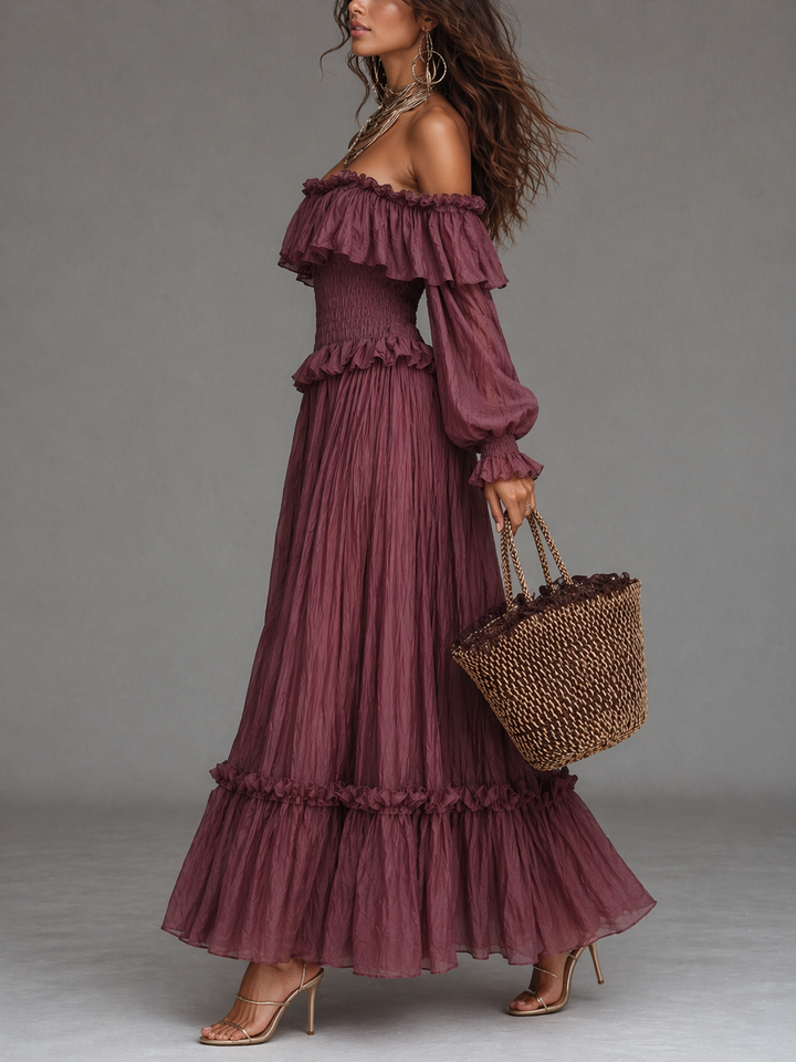 Celeste | Bohemian Off-Shoulder Maxi Dress