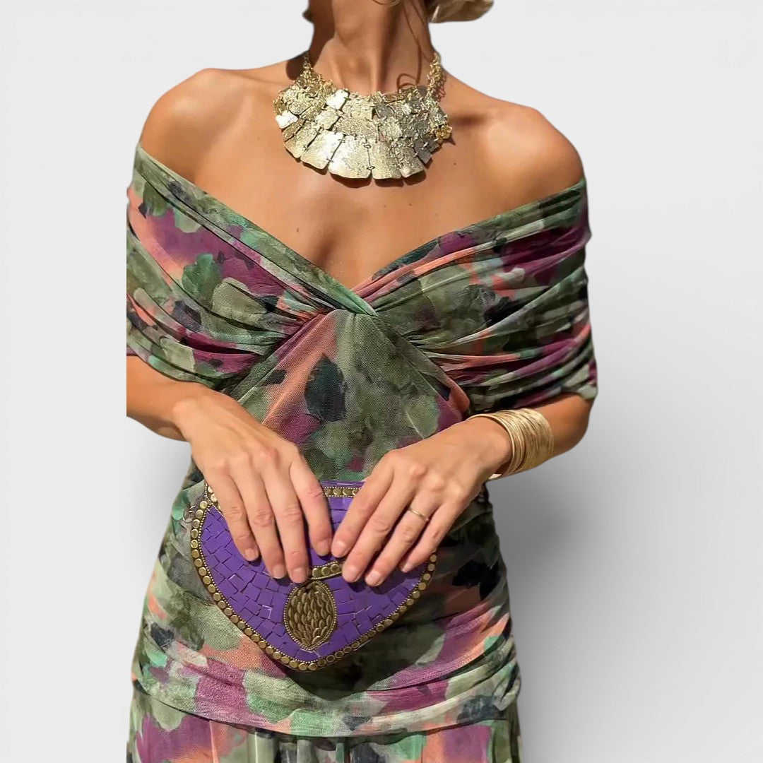 Margaret | Elegant Floral V-Neck Maxi Dress