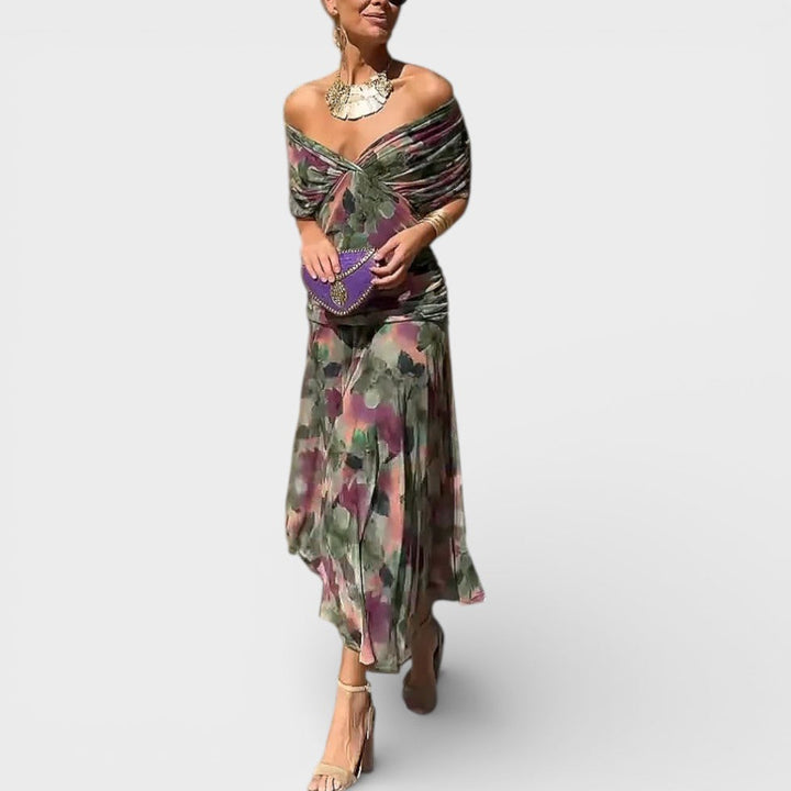 Margaret | Elegant Floral V-Neck Maxi Dress