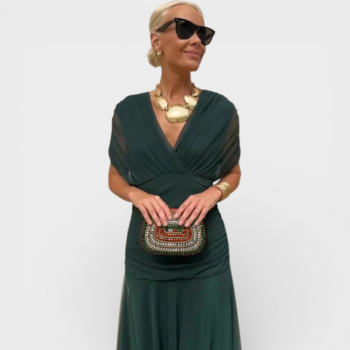 Margaret | Elegant Floral V-Neck Maxi Dress