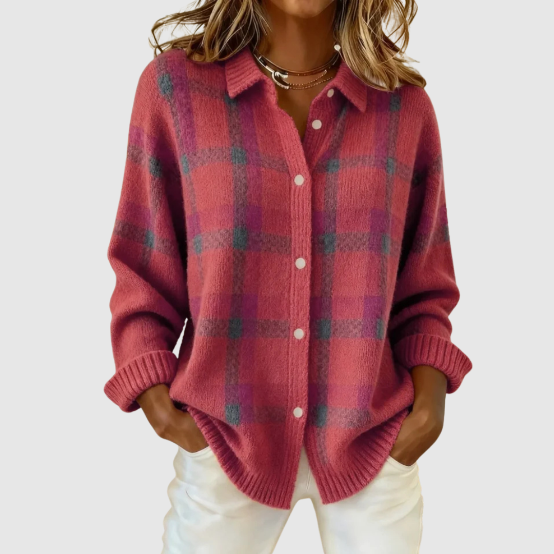 Valeria | Casual Contrast Retro Plaid Sweater