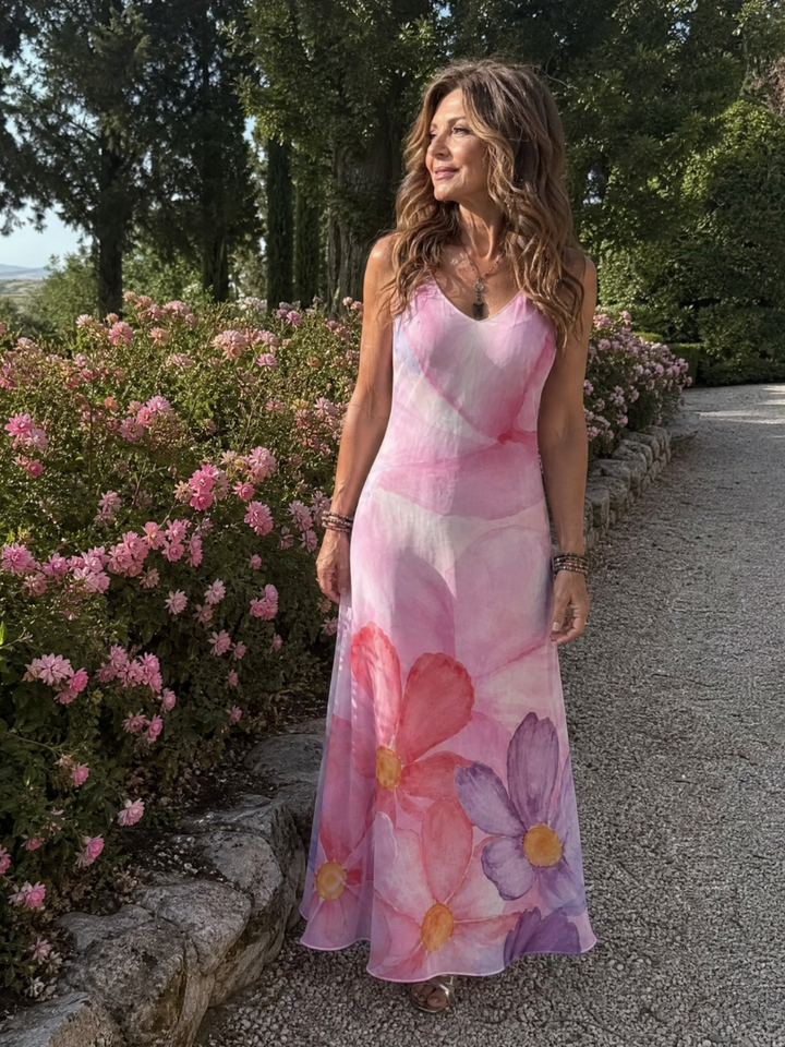 Nemen | Watercolor Flower Sleeveless Flowing Maxi Dress