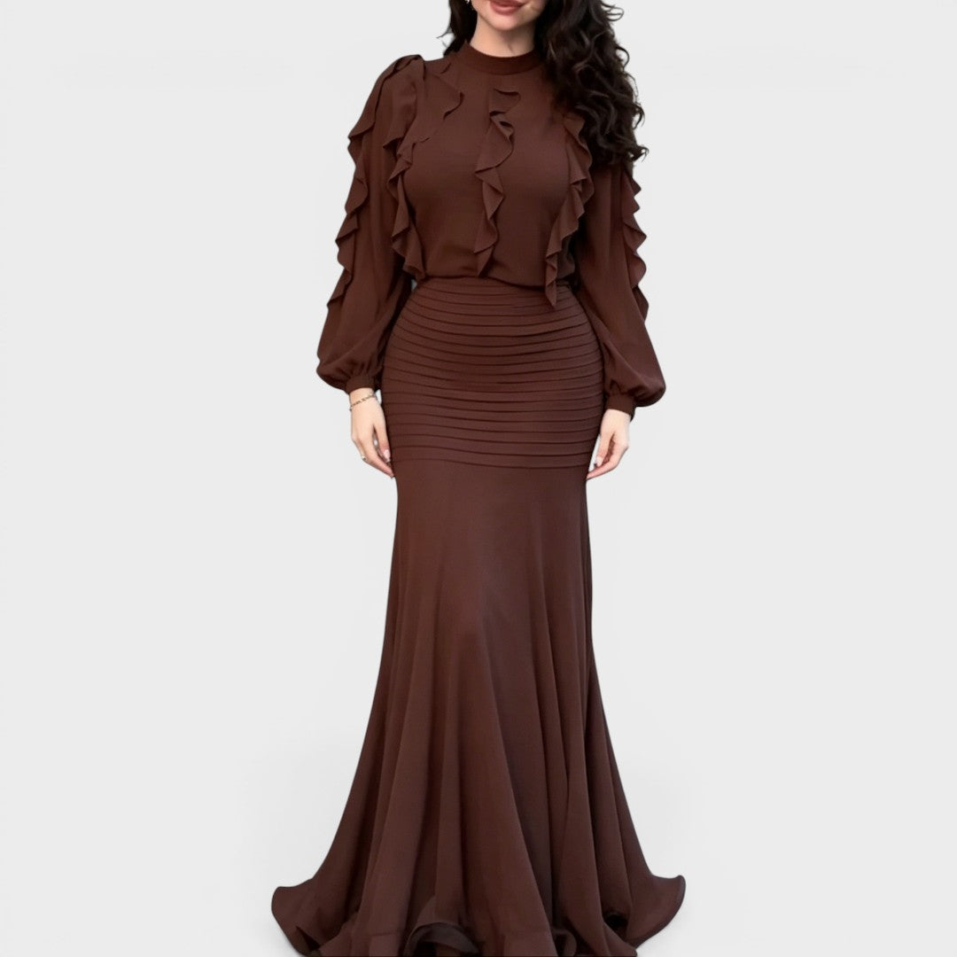 Celeste | Elegant Ruffle Sleeve Mermaid Maxi Dress