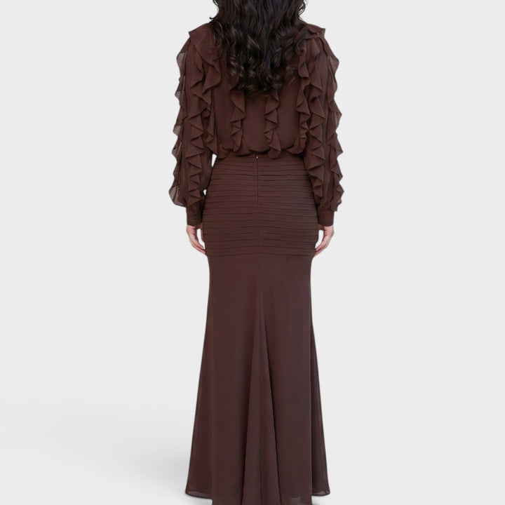 Celeste | Elegant Ruffle Sleeve Mermaid Maxi Dress