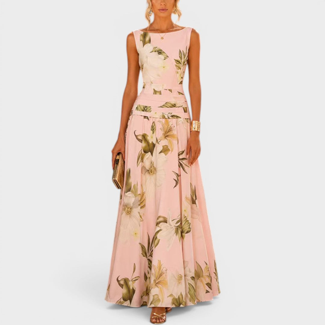 Sarah | Botanical Sleeveless Maxi Dress