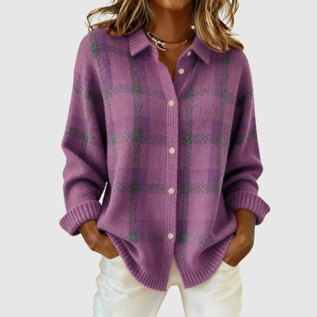 Valeria | Casual Contrast Retro Plaid Sweater
