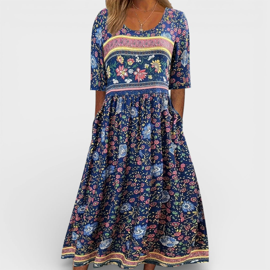 Josie | Floral Boho Midi Dress