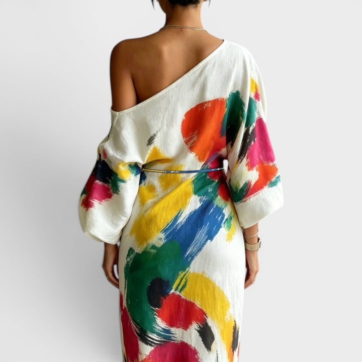 Aria | Artistic One-Shoulder Maxi Dress
