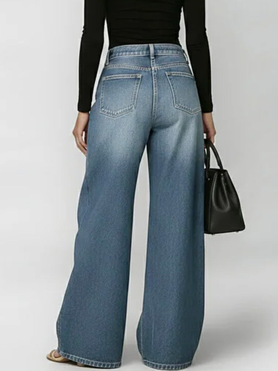 Elena | Wide-Leg Grommet Detail Jeans