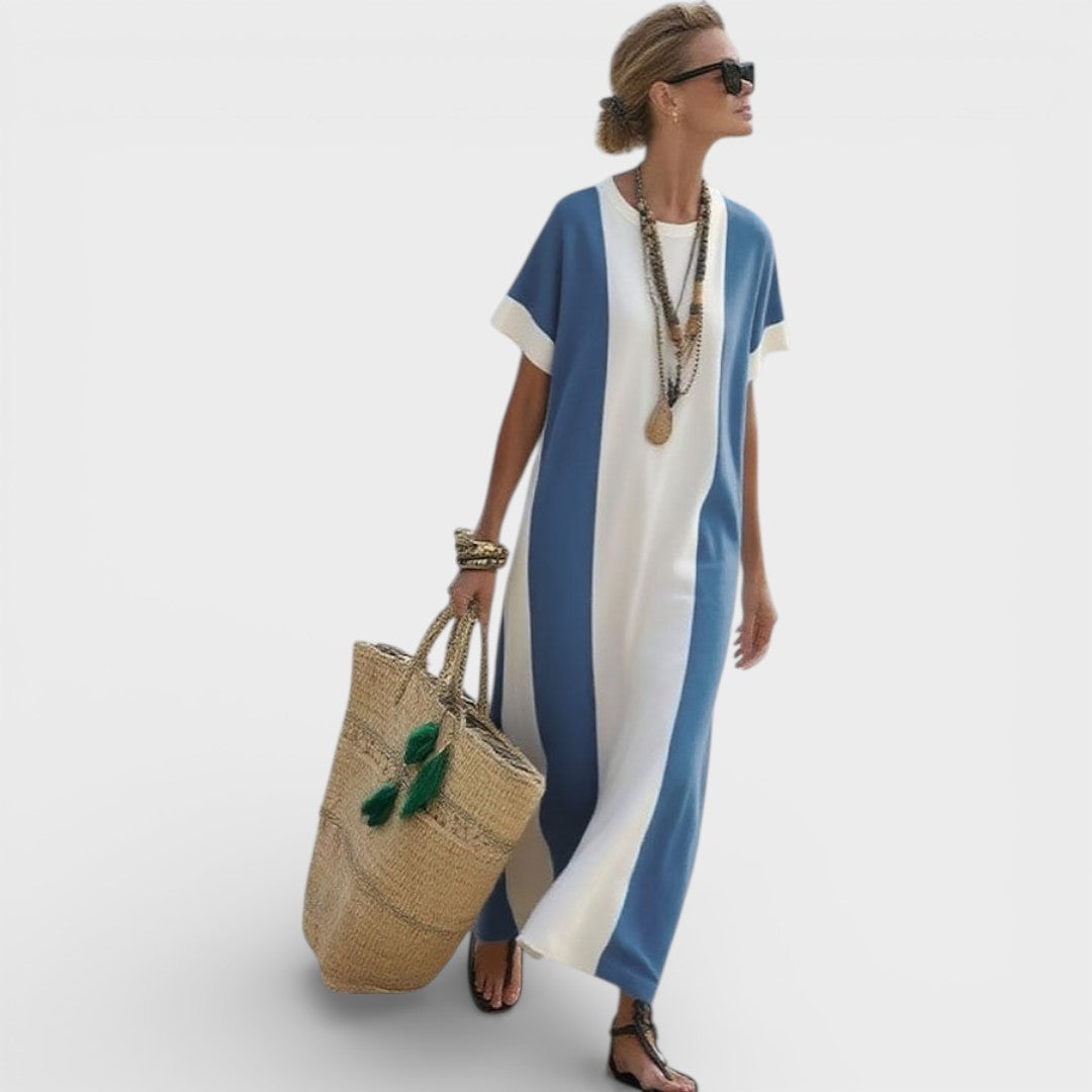 Aurora | Contrast Print Round Neck Loose Dress