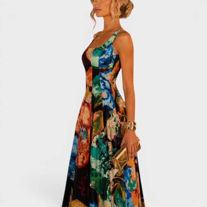 Vivienne | Artistic Print Fit & Flare Midi Dress