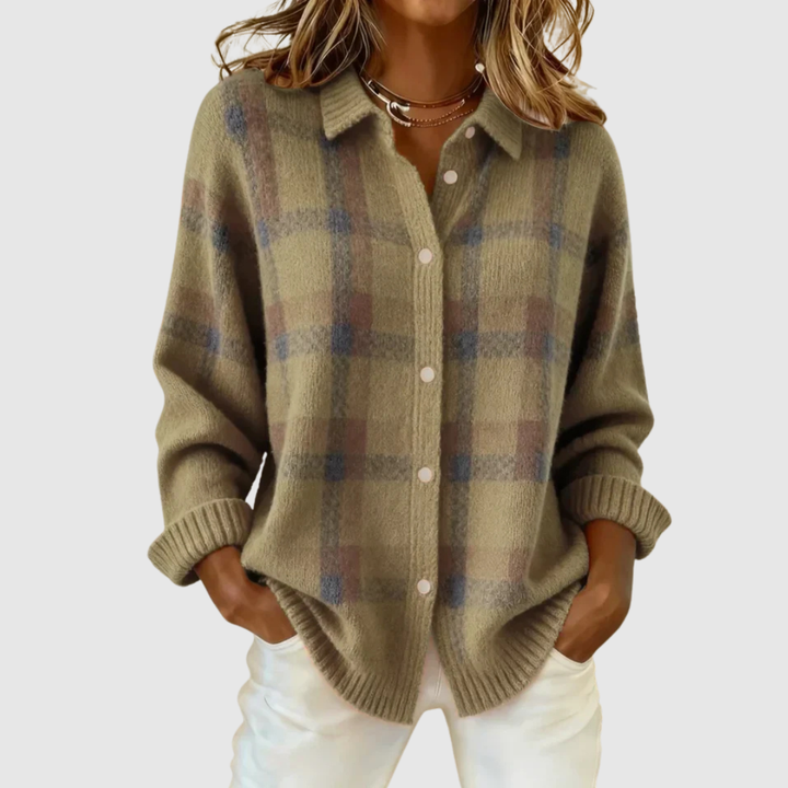 Valeria | Casual Contrast Retro Plaid Sweater