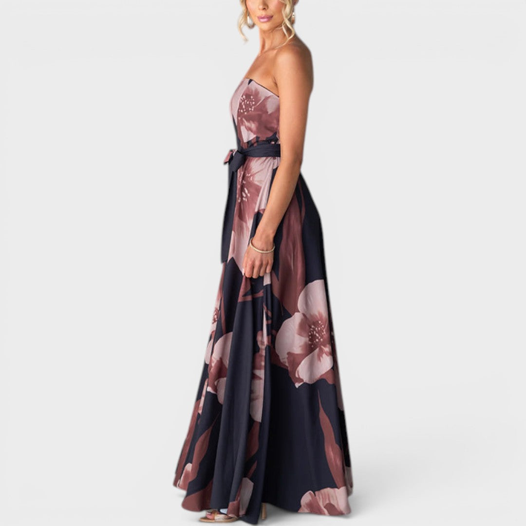 Evelina | Strapless Floral Maxi Dress