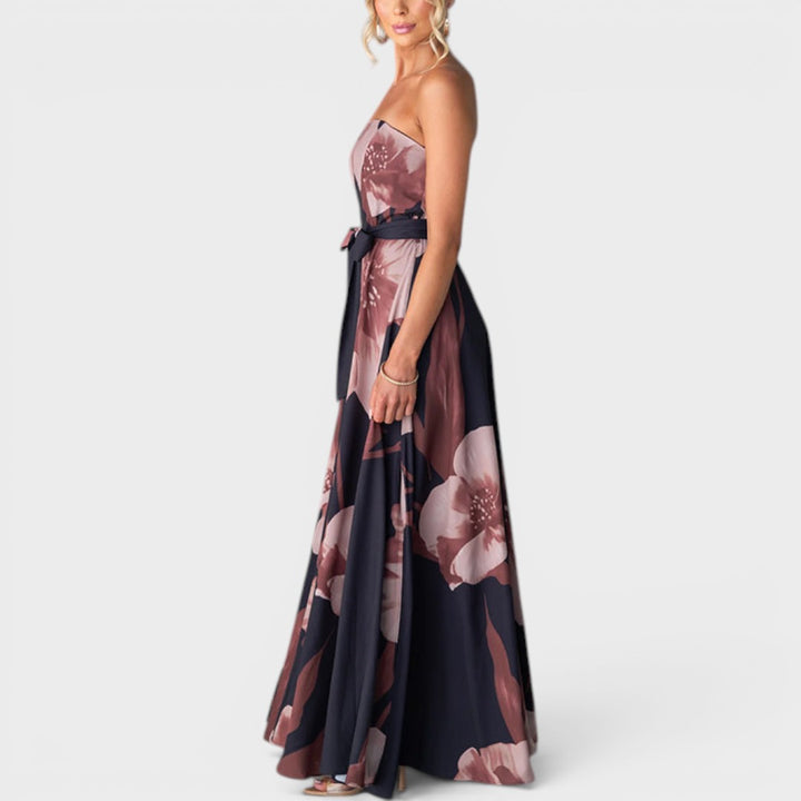 Evelina | Strapless Floral Maxi Dress