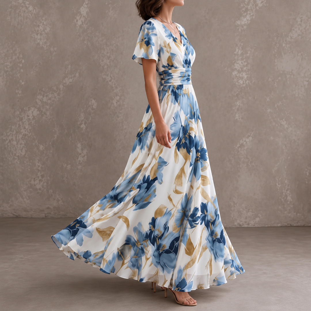 Denise | Floral Wrap Waist Midi Dress