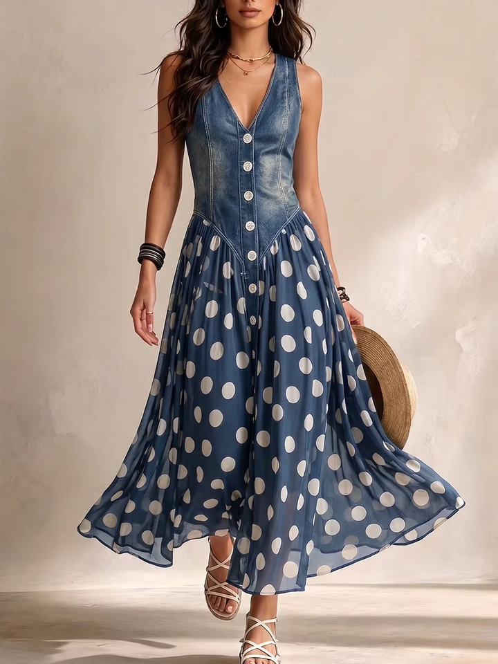 Dana | Polka Dot Chiffon Midi Dress