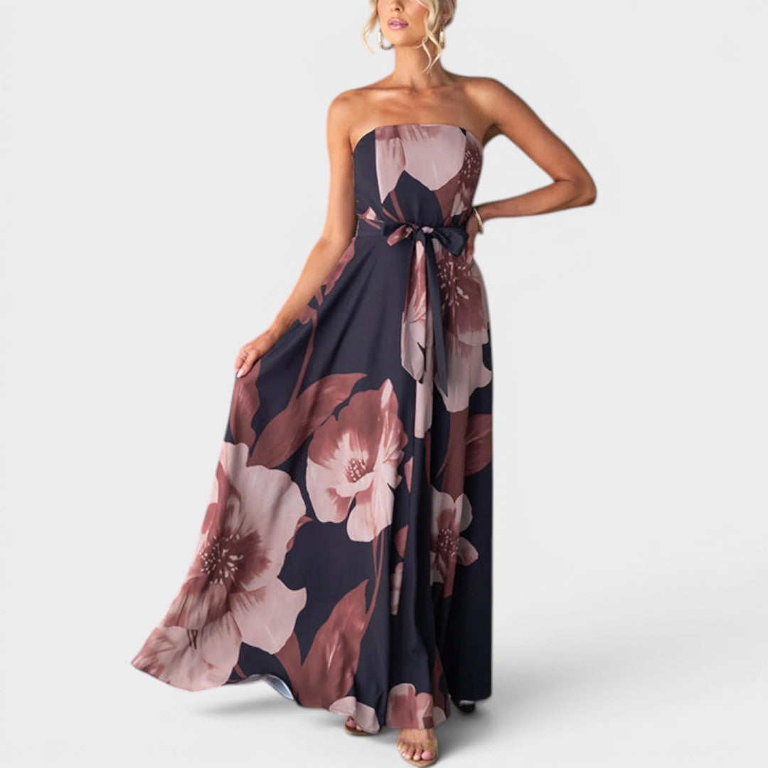 Evelina | Strapless Floral Maxi Dress