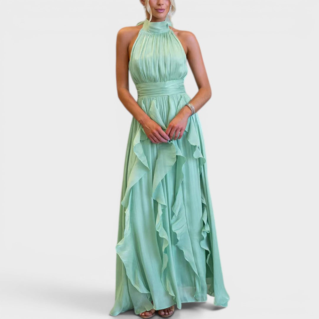 Aurora | High Neck Ruffle Maxi Dress