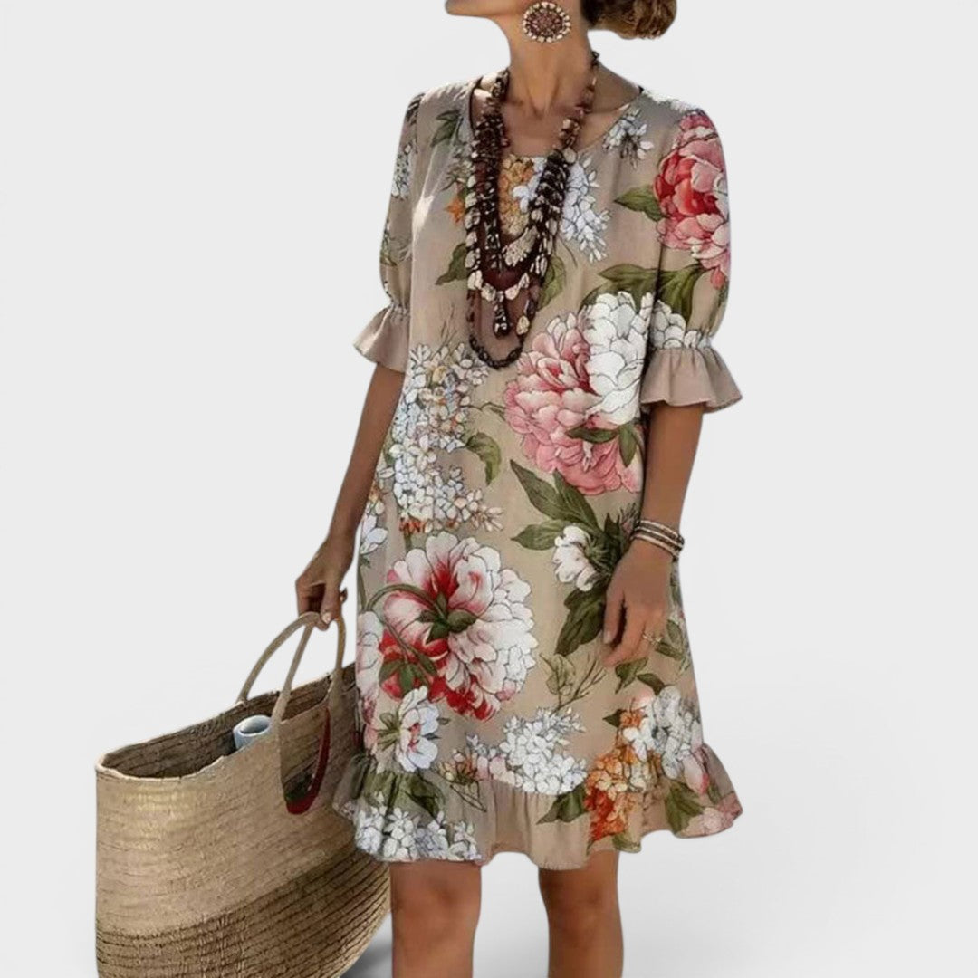 Camille | Floral Ruffle Sleeve Shift Dress