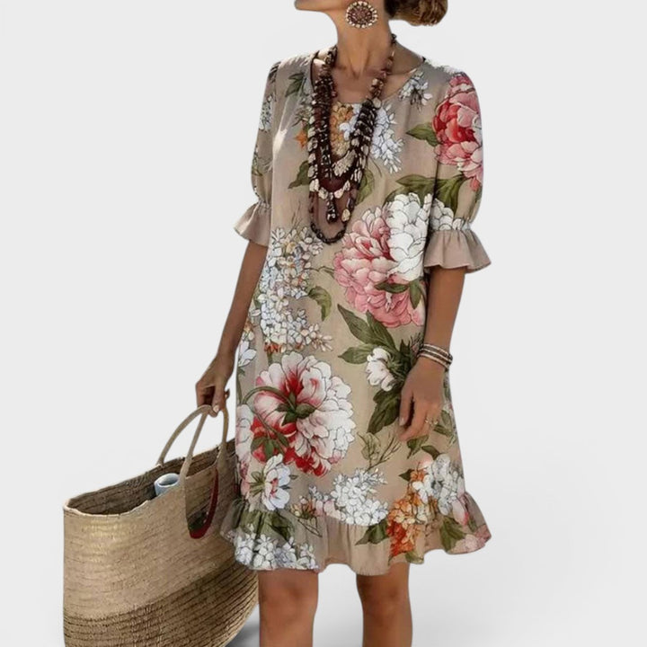 Camille | Floral Ruffle Sleeve Shift Dress