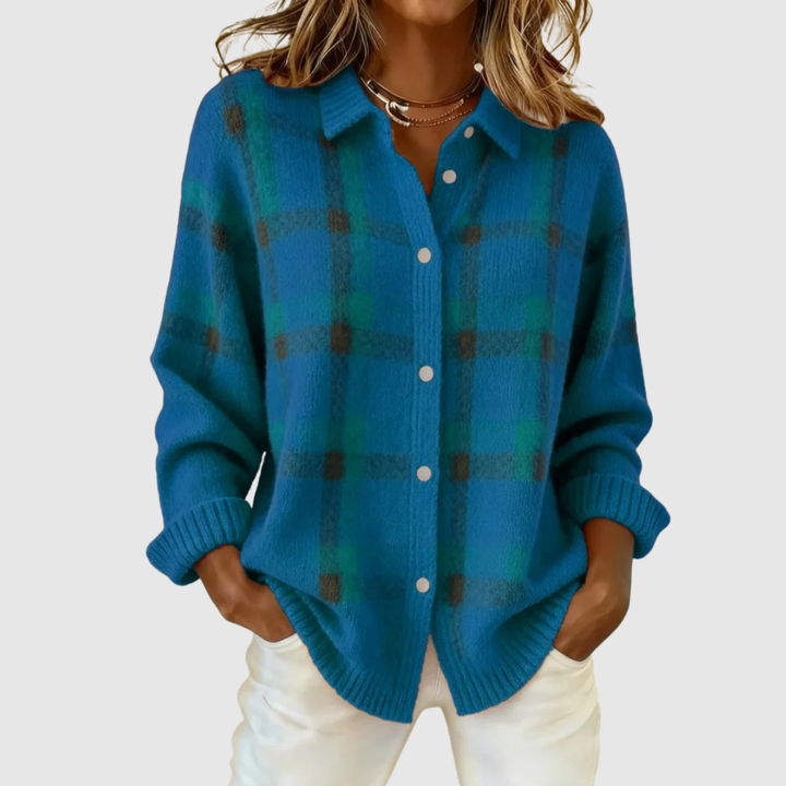 Valeria | Casual Contrast Retro Plaid Sweater